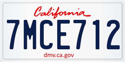 CA license plate 7MCE712