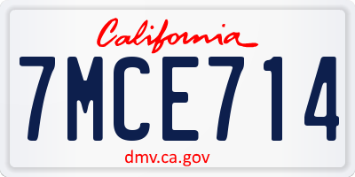 CA license plate 7MCE714