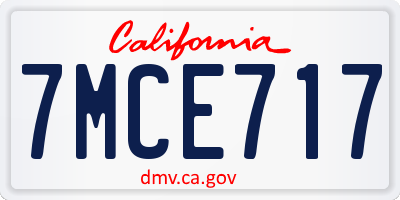 CA license plate 7MCE717