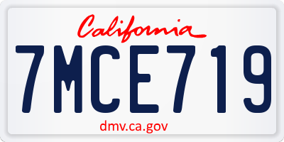 CA license plate 7MCE719