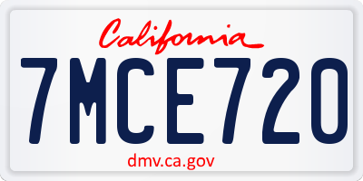 CA license plate 7MCE720