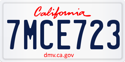 CA license plate 7MCE723