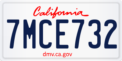 CA license plate 7MCE732