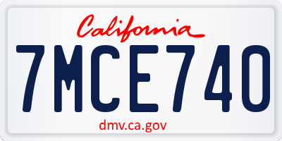 CA license plate 7MCE740