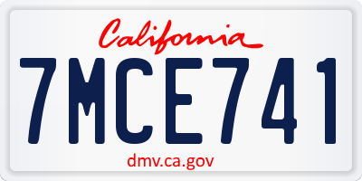 CA license plate 7MCE741