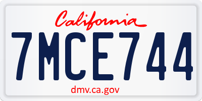CA license plate 7MCE744