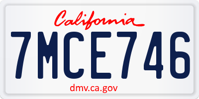 CA license plate 7MCE746