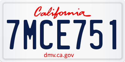 CA license plate 7MCE751