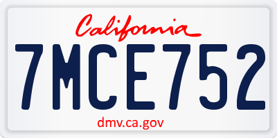 CA license plate 7MCE752