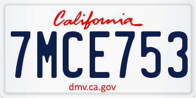CA license plate 7MCE753