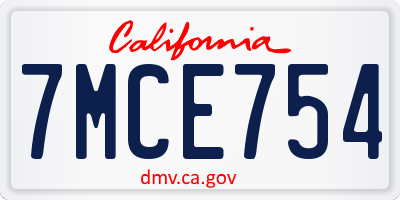 CA license plate 7MCE754