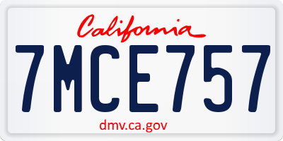 CA license plate 7MCE757