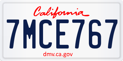 CA license plate 7MCE767