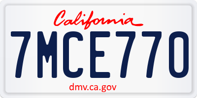 CA license plate 7MCE770