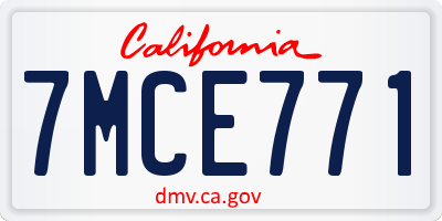 CA license plate 7MCE771