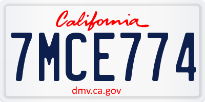 CA license plate 7MCE774