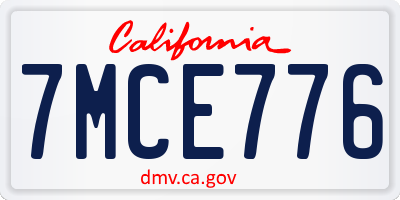 CA license plate 7MCE776
