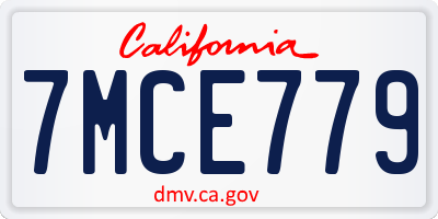 CA license plate 7MCE779