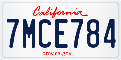 CA license plate 7MCE784