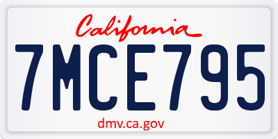 CA license plate 7MCE795
