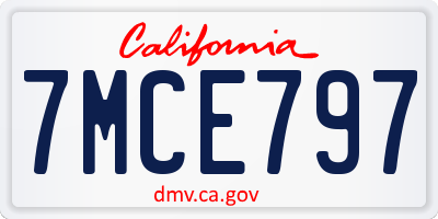 CA license plate 7MCE797