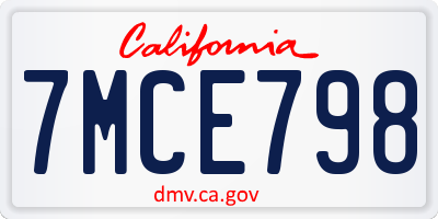CA license plate 7MCE798