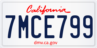 CA license plate 7MCE799