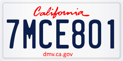 CA license plate 7MCE801