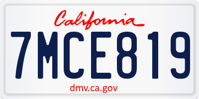CA license plate 7MCE819