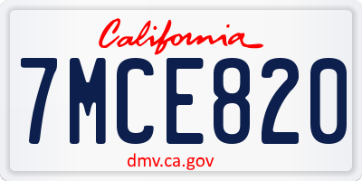 CA license plate 7MCE820