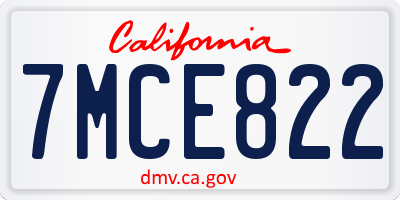 CA license plate 7MCE822