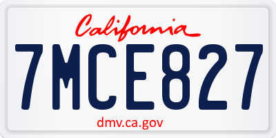 CA license plate 7MCE827