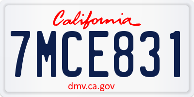 CA license plate 7MCE831