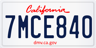 CA license plate 7MCE840