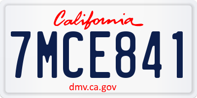 CA license plate 7MCE841