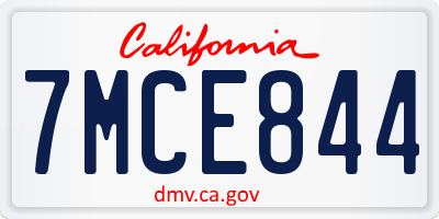 CA license plate 7MCE844