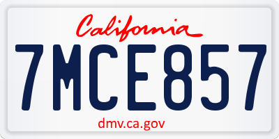 CA license plate 7MCE857