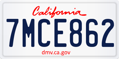 CA license plate 7MCE862