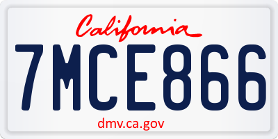 CA license plate 7MCE866
