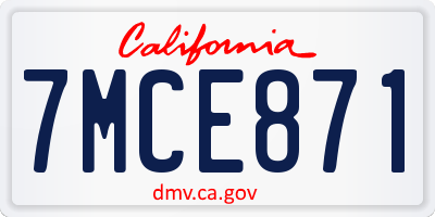 CA license plate 7MCE871