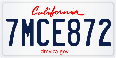 CA license plate 7MCE872