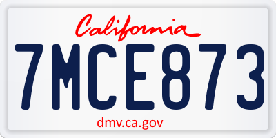CA license plate 7MCE873