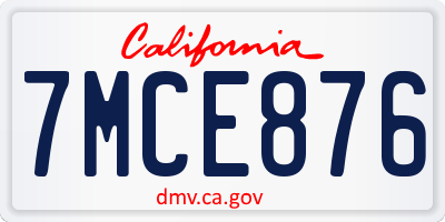 CA license plate 7MCE876