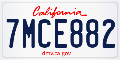 CA license plate 7MCE882