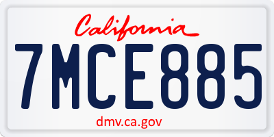 CA license plate 7MCE885