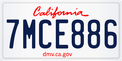 CA license plate 7MCE886