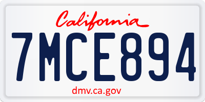 CA license plate 7MCE894