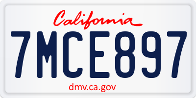 CA license plate 7MCE897