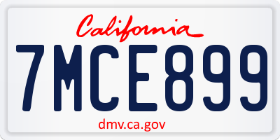 CA license plate 7MCE899