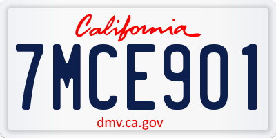 CA license plate 7MCE901